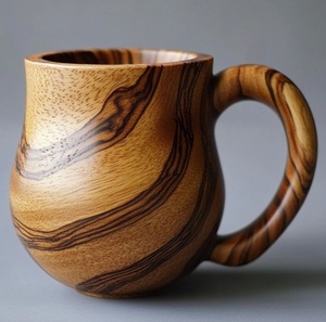 Eco Friendly Wooden Mug Handmade Natural Solid Wood Coffee Cup Rustic Style Drinkware for Home Kitchen - Product Image 4