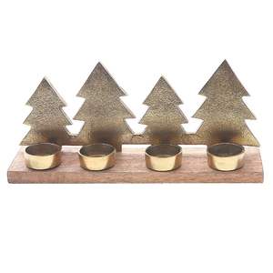 Centre de table de Noël tendance en aluminium et bois, ornement artistique pour réunions de famille avec détails en bois - Product Image 1