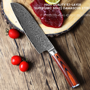 Couteau de chef Santoku en acier Damas de qualité supérieure LEGACY BLADES, fait main, professionnel, pour la cuisine, style japonais, manche en bois - Product Image 6