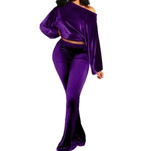 Custom Solid Casual Embroidered <b>Velvet</b> <b>Women's</b> Winter 2 Piece Tracksuit Set <b>Jogger</b> Sweat Suit - Product Image 4