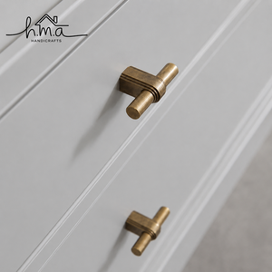 Modern Antique Brass T Bar Knob Cylindrical Handle Minimalist Cabinet <b>Drawer</b> <b>Pull</b> Contemporary Furniture Door Hardware Accent - Product Image 1