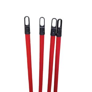 Mango de escoba de madera, palo de mopa, revestimiento de PVC de rayas rojas, madera de eucalipto 100% de VDEX, proveedor de Vietnam - Product Image 1