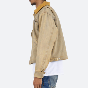 Heavy Cotton <b>Canvas</b> <b>Jacket</b> With Chenille Patches <b>Canvas</b> Workwear <b>Jacket</b> With Metal Zipper Closure - Product Image 1