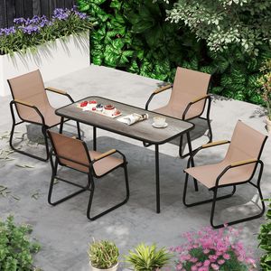 ชุดรับประทานอาหารกลางแจ้ง 5 ชิ้น พร้อมโต๊ะสี่เหลี่ยมและเก้าอี้ผ้า - Product Image 6