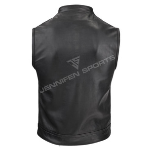 Nouveau design – Gilet de motard décontracté en cuir de vachette véritable pour homme avec logo personnalisé - Product Image 2