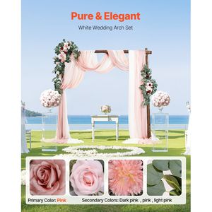 Kit di Fiori Naturali Rosa per Arco Nuziale (Confezione da 5) - 2 Composizioni Floreali + 3 Drappeggi Trasparenti - Product Image 2