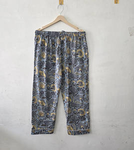 Pantalones de Pijama de Algodón Tejido Ligero de Primera Calidad con Estampado de Flores, Ecológicos, Transpirables, Modernos para el Verano - Product Image 5