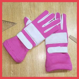 Full Finger Waterproof Lightweight Racing <b>Gloves</b> Pink White Polyester Cotton Non-Slip Hook Loop Closure Adjustable Wrist Racing - Product Image 2