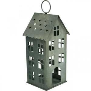 Portavelas de metal galvanizado de la mejor calidad, linterna vintage de hierro gris, portavelas para decoración de interiores, exteriores y jardín. - Product Image 1