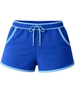 Manufacturer Custom <b>Women</b> Royal Blue With Sky Blue Contrast Cotton Fleece <b>Shorts</b> <b>Elastic</b> <b>Waist</b> Casual Summer Sports Lounge Wear - Product Image 1