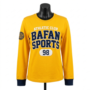 Camiseta de Manga Larga de Algodón Jersey Premium de 200 GSM, Amarillo Marino, Puños Acanalados, Estampado Puff, Logotipo Personalizado, Unisex - Product Image 3