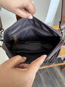 Sac bandoulière en cuir de vachette gravé style vintage 2026 avec franges, motif tournesol, qualité supérieure, pour femme - Product Image 6