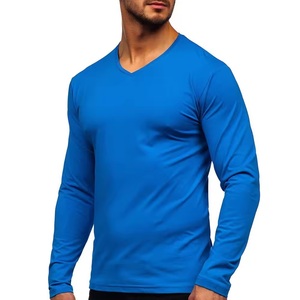 Men's Slim Fit 180 Grams 100% Cotton T-Shirt Long Sleeve O-Neck Breathable Quick Dry Street Wear Embroidery Logo Plain Blank - Product Image 2