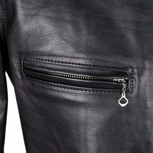 Giacca da uomo vintage in vera pelle invecchiata, classica da motociclista, di lusso, in pelle pieno fiore, all'ingrosso, alla moda - Product Image 5