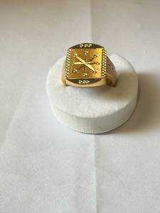 Anillo de latón chapado en oro al por mayor para hombre con patrón de estrella, joyería de moda llamativa, regalo para bodas y fiestas, producto hecho a mano a granel - Product Image 3