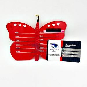 Bandeja de pestañas acrílica roja de mariposa personalizable BLT, etiqueta privada cuadrada, herramientas de extensión de pestañas al por mayor, diferentes cajas personalizadas - Product Image 1