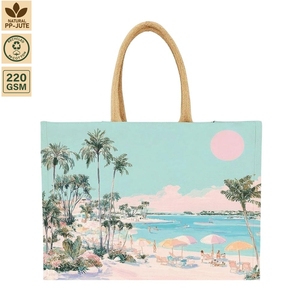 220 GSM Laminated Cotton <b>Canvas</b> <b>Beach</b> Tote Bag <b>Beach</b> Travel 40x33x15 cm Custom Logo Wholesale OEM Private Label Model SNCH235AB - Product Image 3