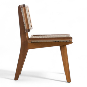 Silla de comedor con respaldo de cuerda tejida y estructura de madera de teca para muebles de hogar y hoteles comerciales - Product Image 4