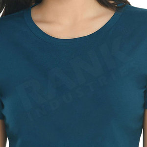 T-shirt court en coton uni à col rond et manches courtes pour femme, coupe ajustée, style décontracté, tissu jersey respirant, idéal printemps-été - Product Image 5