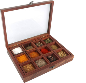 Wood Spice <b>Box</b> With Acrylic Lid Kitchen Seasoning Organizer Durable Wooden Container Spice <b>Box</b> - Product Image 2
