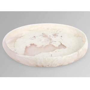Home and Hotel Restaurant Tableware White Swirl Resin Round Plates Dishes Classic Style Indian Handmade Resin Salad Bowl <b>Platter</b> - Product Image 4