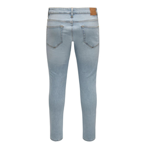 Jeans en denim bleu clair pour hommes, coupe classique, taille plus, coupe slim, jeans décontractés pour hommes, jeans en coton confortables et flexibles - Product Image 3