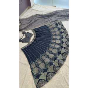 Ensemble de Lehenga Choli pour femmes, vêtements de fête, avec fil de séquence arc-en-ciel et travail de Dori - Product Image 5