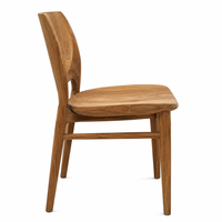 Chaise de salle à manger en teck massif, écologique, durable, imperméable, de style scandinave belge, avec dossier en forme de croissant, pour la maison, le bureau, le parc, l'appartement