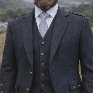 Veste et gilet en tissu argyle à carreaux écossais, tenue formelle traditionnelle des Highlands écossais, prix d'usine, vente en gros - Product Image 4
