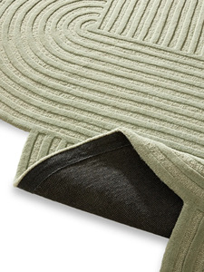 Tapis géométrique en laine tufté à la main, motif boucle, ivoire, sculpté, à bords hauts et bas, forme organique contemporaine, tapis de designer - Product Image 6