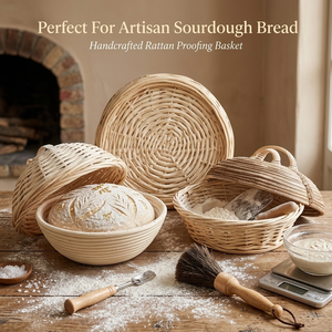 Panier de levage en rotin naturel pour pain, panier de fermentation pour levain, banneton rond, panier de levage de pâte, outil de boulangerie - Product Image 6