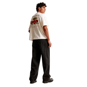 Men's White Short Sleeve T-<b>Shirt</b> With Red Mustang Car Print Vintage Style O-Neck Regular Fit Screen Printed Back Design - Product Image 3