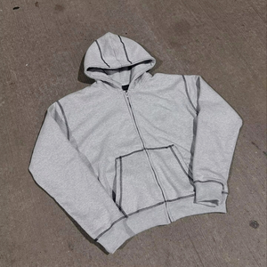 Ensemble de survêtement baggy personnalisé pour homme avec coutures contrastées, impression DTG et passepoil, comprenant un sweat à capuche et un pantalon de survêtement, deux pièces - Product Image 2