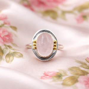 unique Rose Quartz Oval Ring 925 Sterling Silver Rose Gold Yellow Gold Plated Handmade Brass Ball Designer Statement Jewelry - Product Image 6