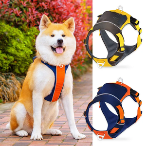 Arnés Ajustable para Perro de Nailon, Estilo Chaleco, Diseño Táctico con Cierre de Hebilla para Perros Medianos, Todas las Estaciones, Azul y Naranja - Product Image 6