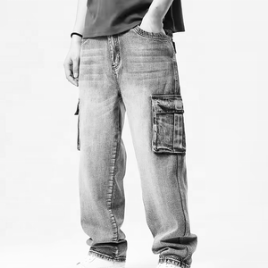 Jean Cargo Baggy Vintage Lavé Personnalisé pour Homme, Coupe Droite, Style Streetwear, Respirant et Écologique - Product Image 5