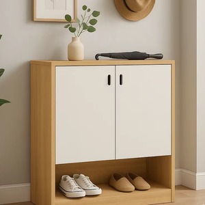 Zapatero de alta calidad fácil de montar, muebles de dormitorio de madera de construcción fuerte, productos naturales, diseño de paquete plano - Product Image 3