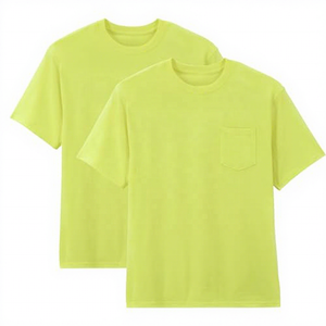 เสื้อยืดคอกลมแขนสั้นผู้ชายทรงปกติ สีพื้น ผ้าฝ้าย มีกระเป๋า สไตล์ลำลอง ผ้าเจอร์ซีย์ถัก - Product Image 1