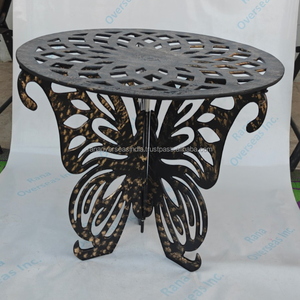 Table d'appoint en aluminium plaqué noir artisanale et personnalisable, avec pieds en forme de papillon, table moderne artistique et élégante pour restaurant et maison - Product Image 2