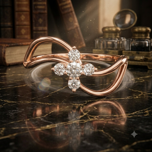 Anillo de Lujo con Flor Infinita en Oro Rosa y Cristales Redondos, Elegante Anillo de Compromiso o Boda para Mujer - Product Image 1