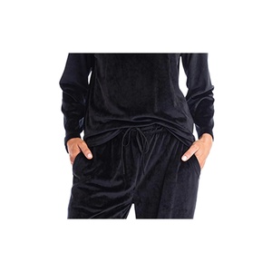 Plain Solid Color <b>lounging</b> Wear New Women's Funnel High Neck Comfort Two Piece <b>Set</b> Velour Tracksuit Pullover Sweatsuit For Women - Product Image 6