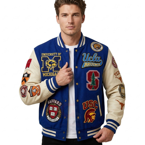 Vestes d'hiver pour hommes, style cool personnalisé, en laine et cuir, style universitaire, streetwear, mode décontractée, vestes bomber de baseball, très demandées - Product Image 6