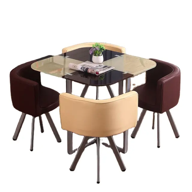 Smart salvaspazio a basso prezzo moderna sala da pranzo quadrata 4 persone moderno lungo quadrato design mdf in legno 8 posti