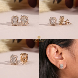 Pendientes de Lujo para Ella, Corte Radiante, Diamantes Cultivados en Laboratorio CVD, 2 TCW, Oro Sólido de 14K, Color D, Claridad VVS2, Certificado IGI - Product Image 5