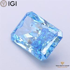Diamante Brillante de Corte Radiante de 2.00 Quilates, Cultivado en Laboratorio con Tecnología CVD, Color Azul Intenso, Claridad VS2, con Certificado IGI para Anillo de Compromiso - Product Image 6