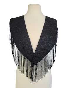 Luxury Gold Hand Embroidered Beaded Fringe Cape Blouse Designer <b>Sequin</b> Tassel Shoulder Collar <b>Top</b> for Wedding & Stage Wear - Product Image 4