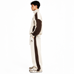 Top Demand Men's Off-<b>White</b> & Brown Sustainable Printed Tracksuit Full <b>Zip</b> Stand Collar Loose Fit Casual Wear With Side Pockets - Product Image 6