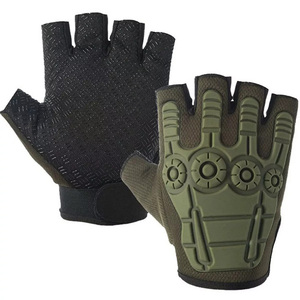 Gants tactiques en cuir de haute qualité, demi-doigts, été, unisexe, antidérapants, fermeture à boucle, sports de plein air, cyclisme, chasse - Product Image 6