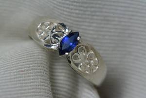 Certified Natural Blue Sapphire <b>Ring</b> Sterling <b>Silver</b> Marquise <b>Solitaire</b> September Birthstone Jewelry Gift For Her - Product Image 5