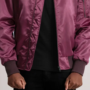 Chaqueta Bomber Personalizada Color Borgoña, Abrigo Acolchado para Invierno, Chaqueta de Piloto con Ribete de Piel, Impermeable, Casual y a la Moda - Product Image 5